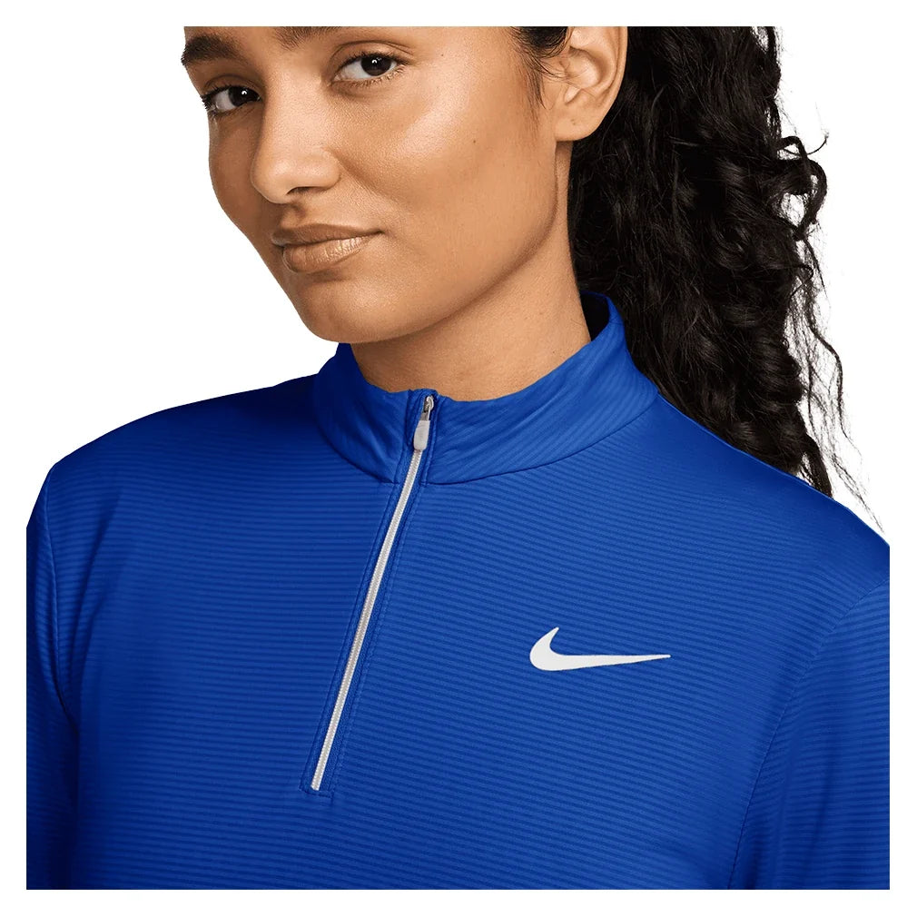 Women's Dri-FIT UV Victory 1/4-Zip Tennis Top Old Royal and White,Apparel,Nike,,,Tennis Express,HF6586-417_2