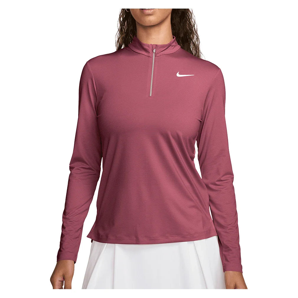 Women's Dri-FIT UV Victory 1/4-Zip Tennis Top Pink Smoke and White,Apparel,Nike,Pink Smoke/White,XS,Tennis Express,HF6586-654
