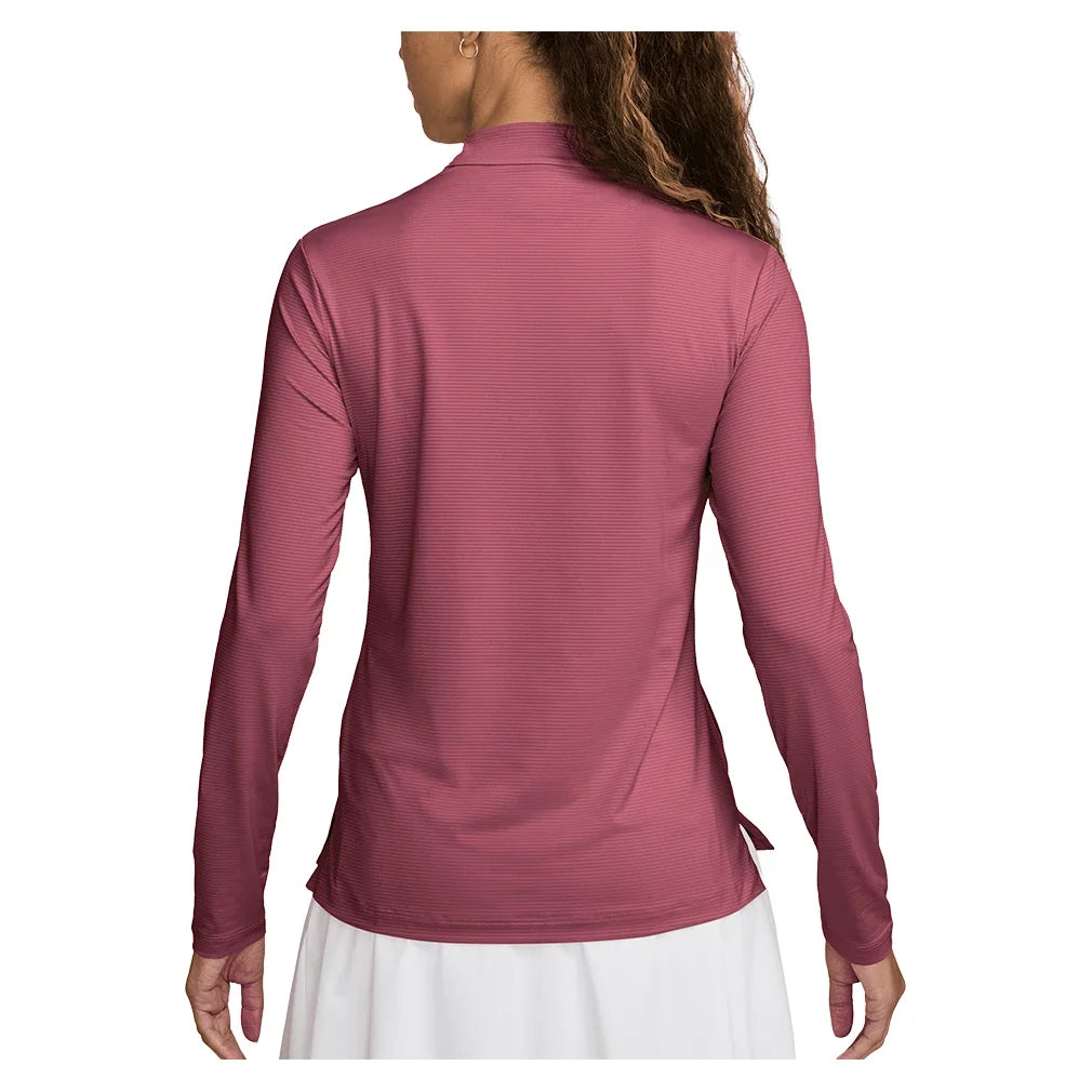Women's Dri-FIT UV Victory 1/4-Zip Tennis Top Pink Smoke and White,Apparel,Nike,,,Tennis Express,HF6586-654_1