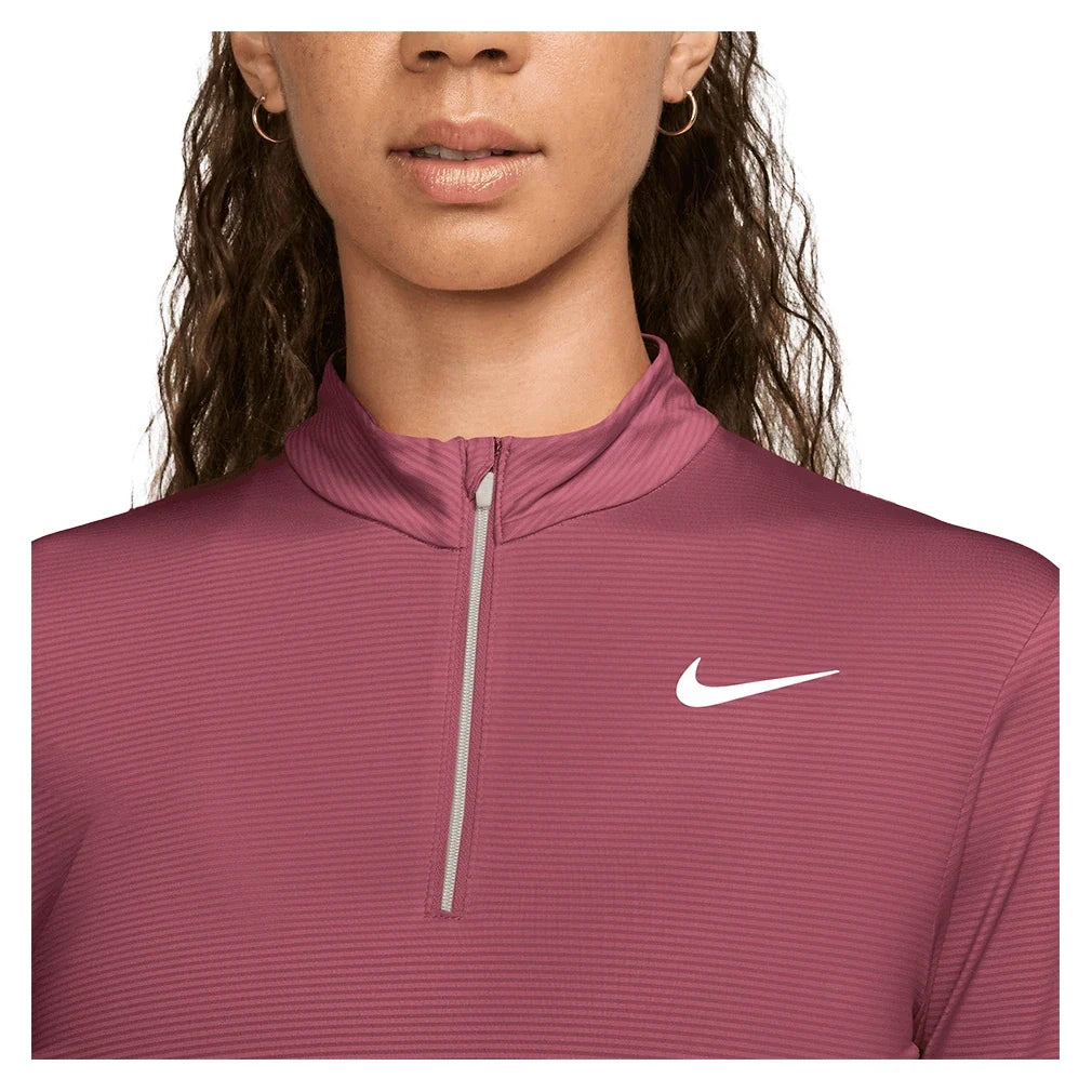 Women's Dri-FIT UV Victory 1/4-Zip Tennis Top Pink Smoke and White,Apparel,Nike,,,Tennis Express,HF6586-654_2