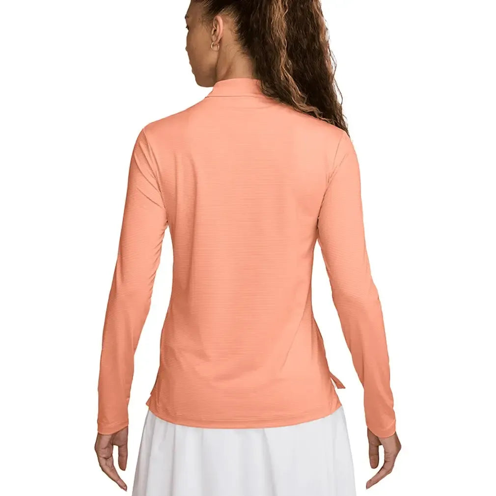 Women's Dri-Fit Victory 1/2 Zip Long Sleeve Tennis Top Apricot Agate and White-Apparel-Nike-HF6586-844U25-1-Tennis Express