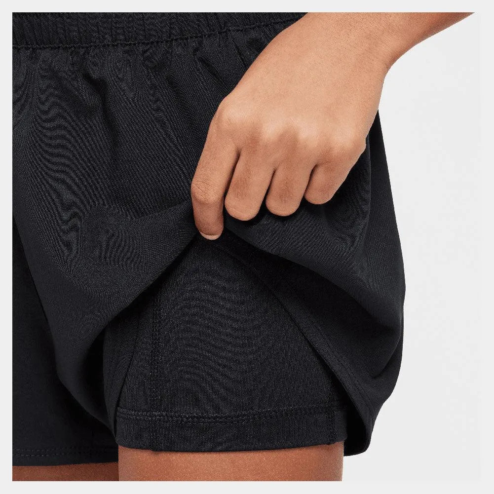 Girls' One Dri-Fit 2in1 3 inch Training Shorts Black and White-Apparel-Nike-HF8237-010-3-Tennis Express