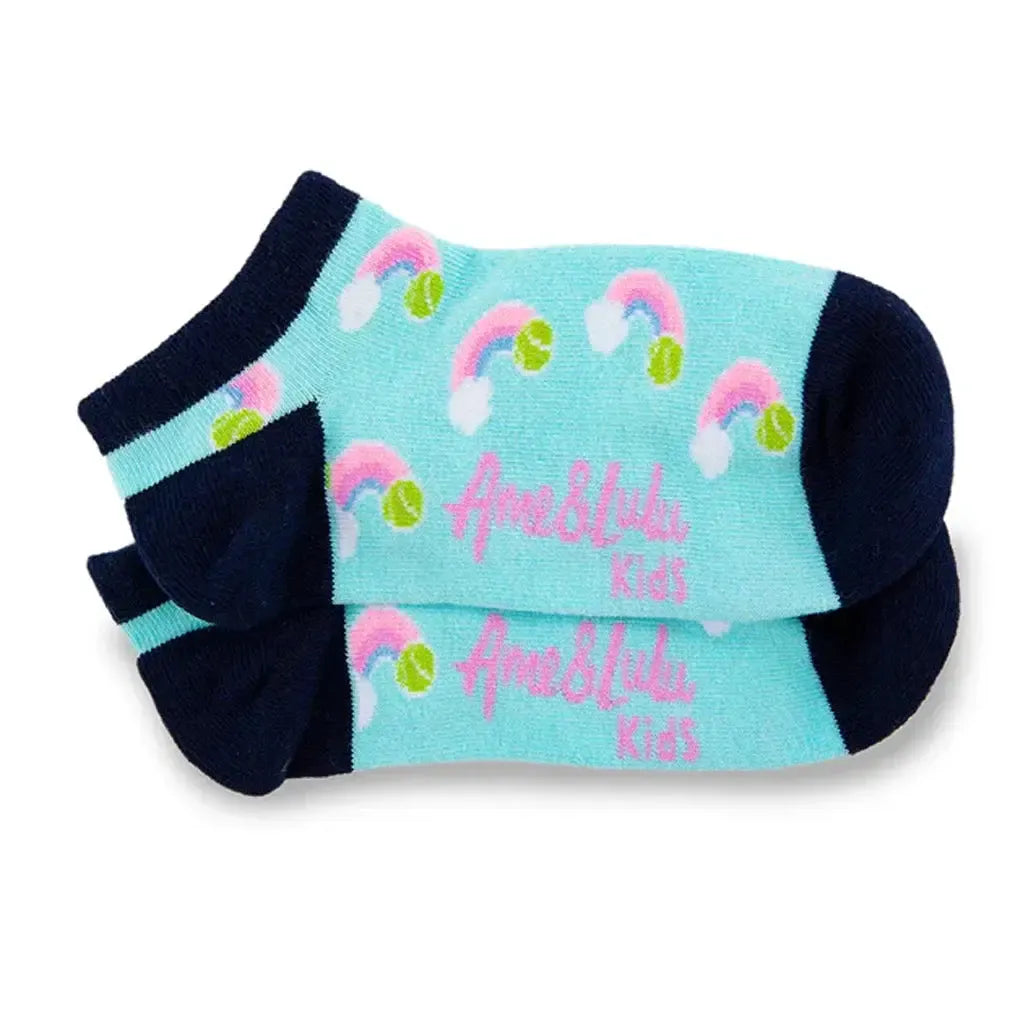Juniors Happy Feet Tennis Socks-Socks-Ame and Lulu-HFS-T-B-PR-Tennis Express