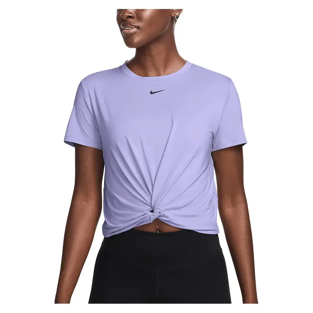 Women's One Classic Twist Short Sleeve Top Lilac Ice and Black-Apparel-Nike-HJ1054-533_3_c45edace-0d75-4526-83c6-556d0c9ce5ce-Tennis Express