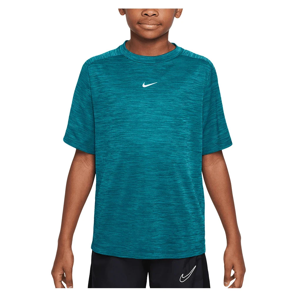 Boys' Dri-FIT Multi Short Sleeve Training Top,Apparel,Nike,372 Bright Spruce/Energy,XS,Tennis Express,HJ3771-372