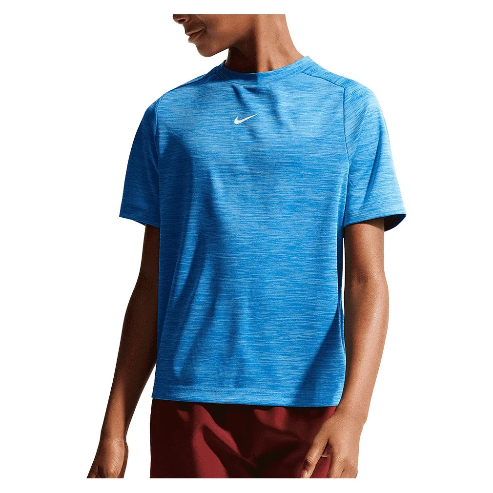 Boys' Dri-FIT Multi Short Sleeve Training Top,Apparel,Nike,435 Lt Photo/Football Blue,XS,Tennis Express,HJ3771-435
