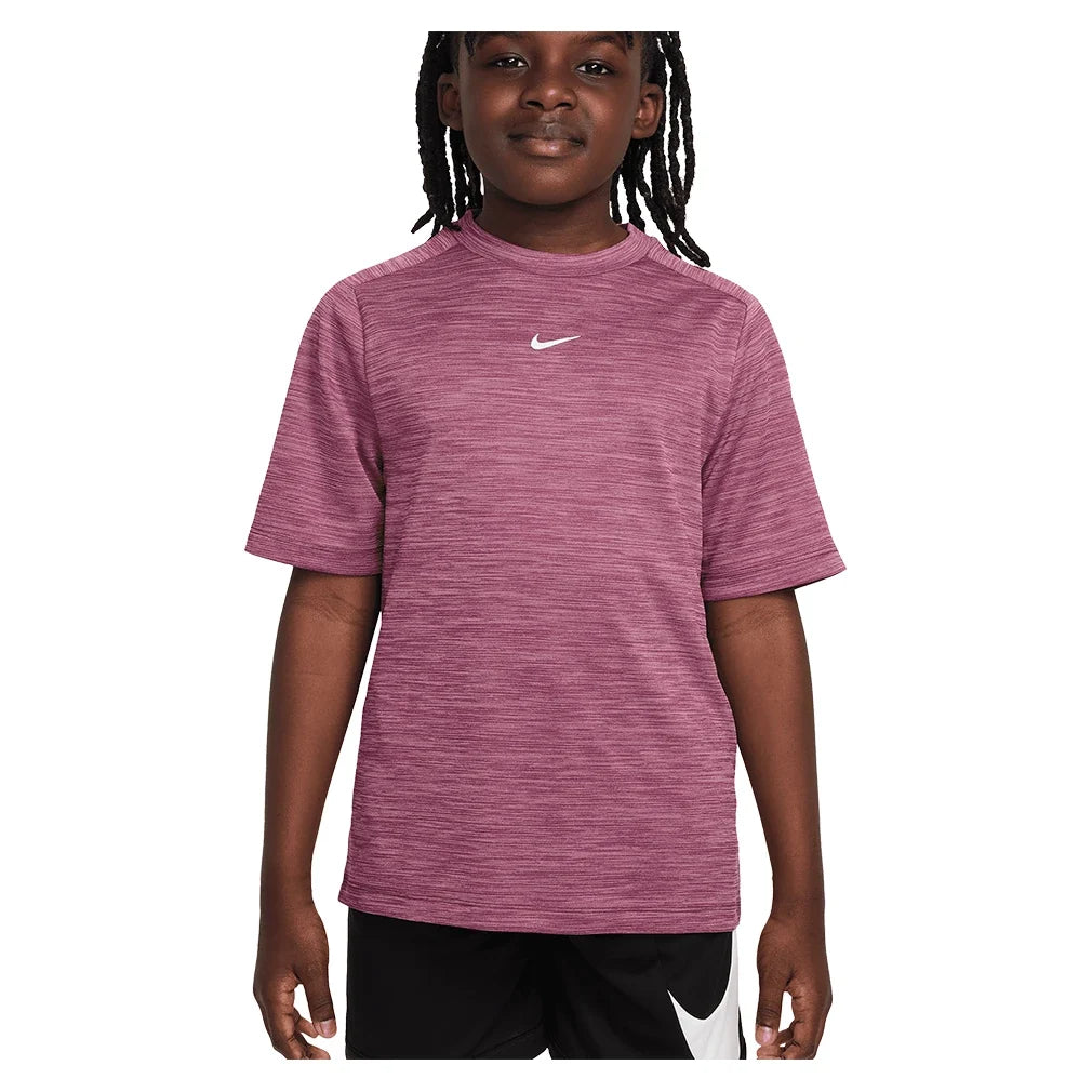 Boys' Dri-FIT Multi Short Sleeve Training Top-Apparel-Nike-HJ3771-641-Tennis Express