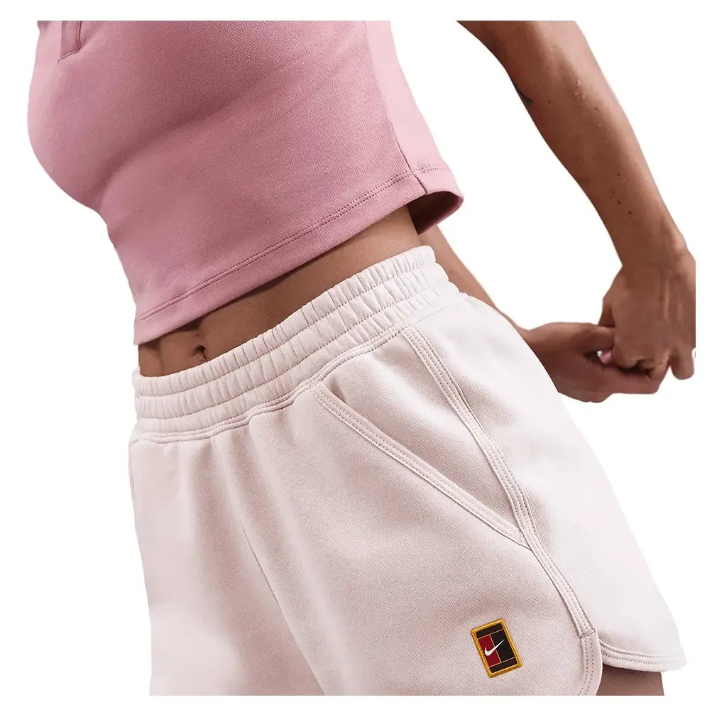 Women's Court Heritage Mid-Rise Fleece Tennis Shorts Silt Red-Apparel-Nike-HJ8990-667H25-1-Tennis Express