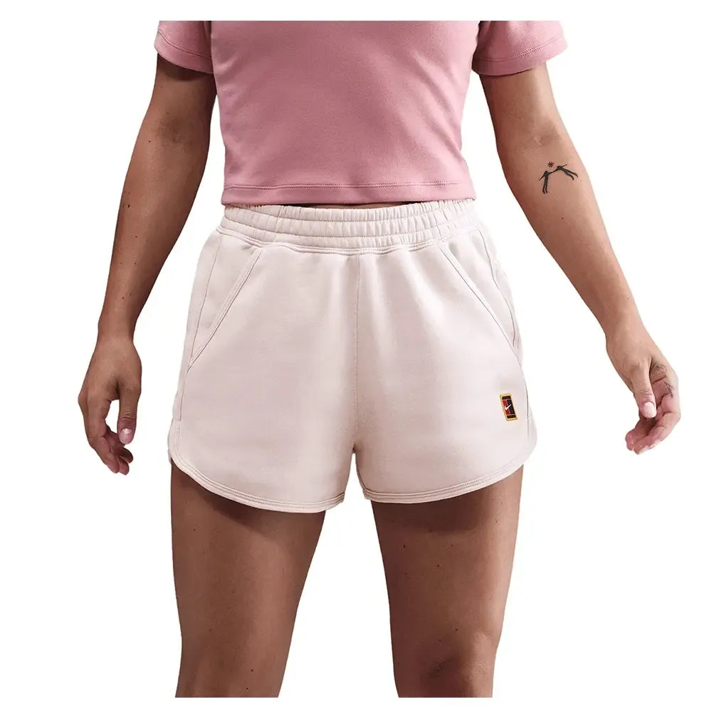 Women's Court Heritage Mid-Rise Fleece Tennis Shorts Silt Red-Apparel-Nike-HJ8990-667H25-Tennis Express