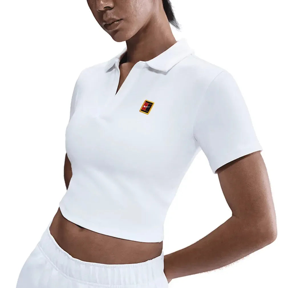 Women's Court Heritage Short-Sleeve Cropped Tennis Polo-Apparel-Nike-HJ8992-100-Tennis Express