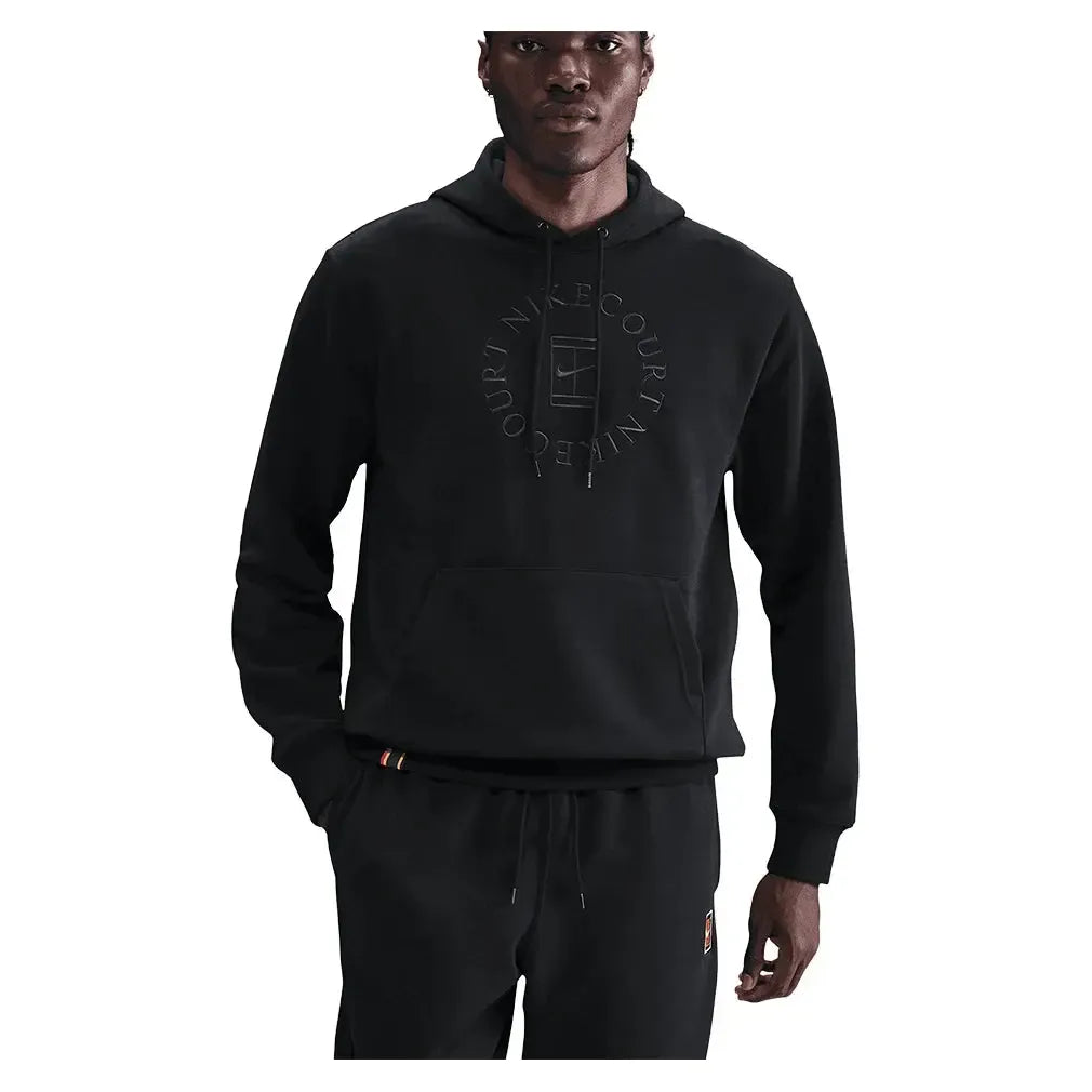 Men's Court Dri-FIT Heritage Fleece Pullover Tennis Hoodie Black and Anthracite-Apparel-Nike-HM6759-010-Tennis Express