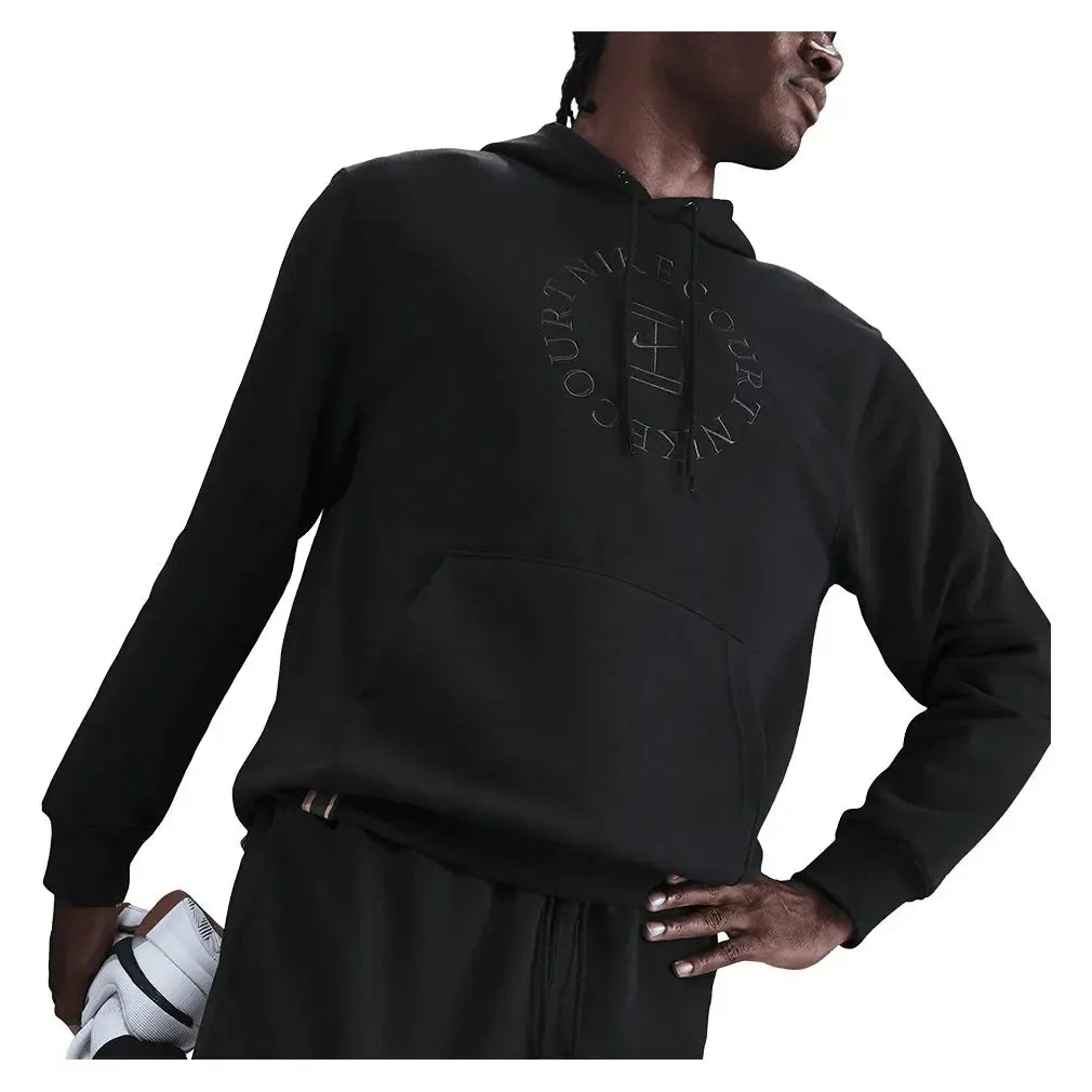 Men's Court Dri-FIT Heritage Fleece Pullover Tennis Hoodie Black and Anthracite-Apparel-Nike-HM6759-010_2-Tennis Express