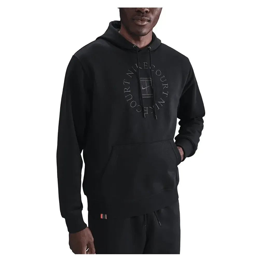 Men's Court Dri-FIT Heritage Fleece Pullover Tennis Hoodie Black and Anthracite-Apparel-Nike-HM6759-010_3-Tennis Express