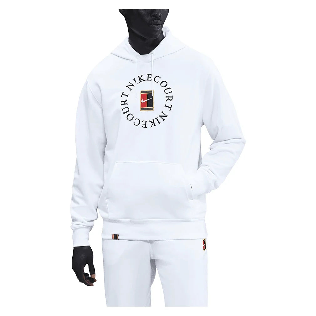 Men's Court Dri-FIT Heritage Fleece Pullover Tennis Hoodie White and Black-Apparel-Nike-XS-White/Black, [current_file_name-Tennis Express