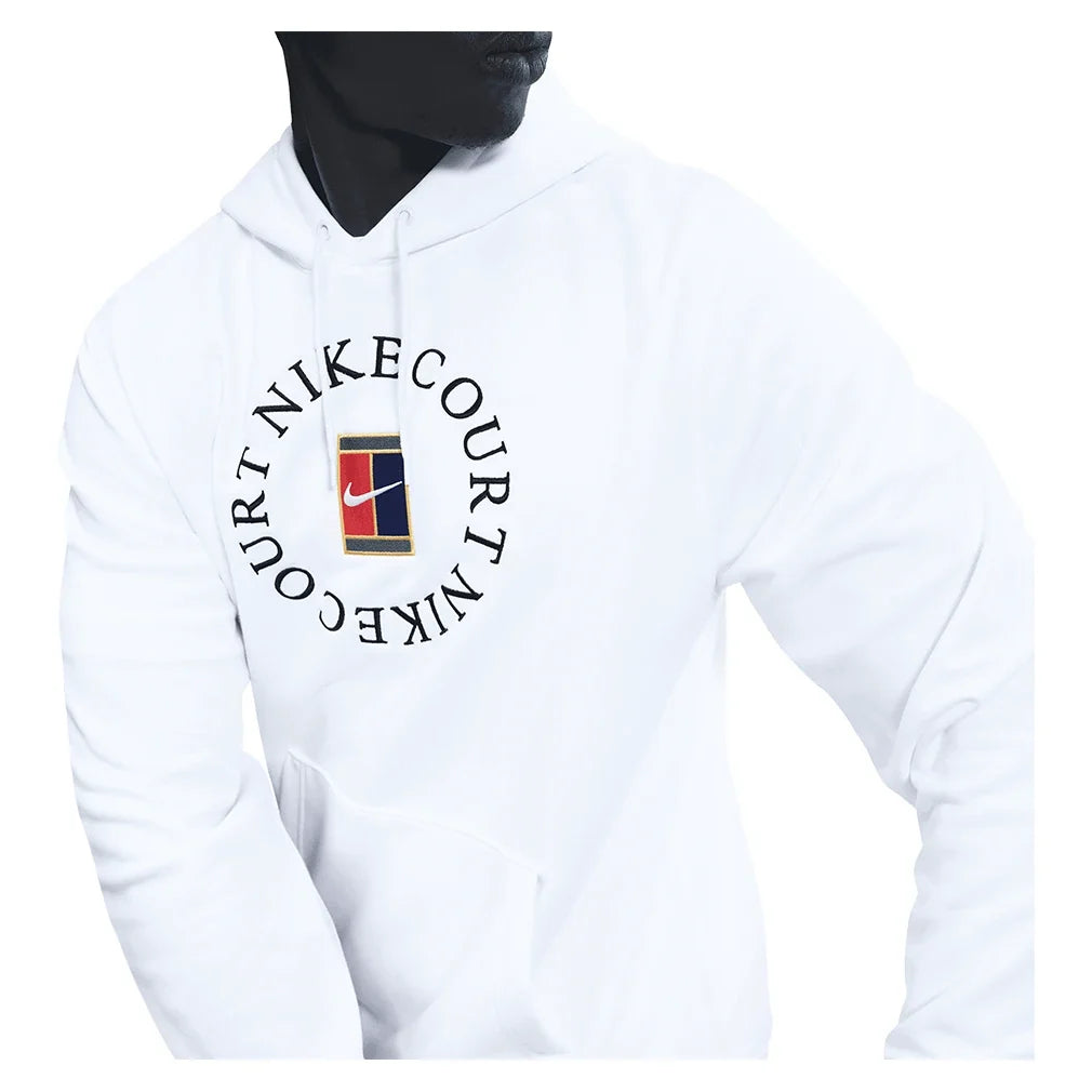 Men's Court Dri-FIT Heritage Fleece Pullover Tennis Hoodie White and Black-Apparel-Nike-, [current_file_name-Tennis Express