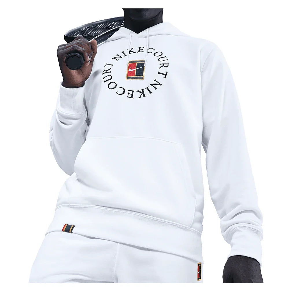 Men's Court Dri-FIT Heritage Fleece Pullover Tennis Hoodie White and Black-Apparel-Nike-, [current_file_name-Tennis Express