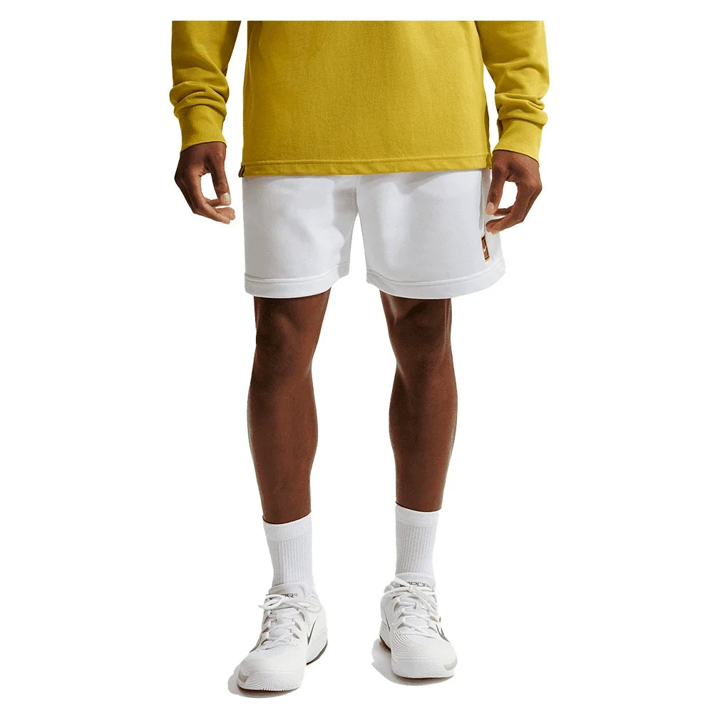 Men's Court Dri-FIT Heritage Fleece 6 Inch Tennis Short White-Apparel-Nike-HM6768-100-5-Tennis Express