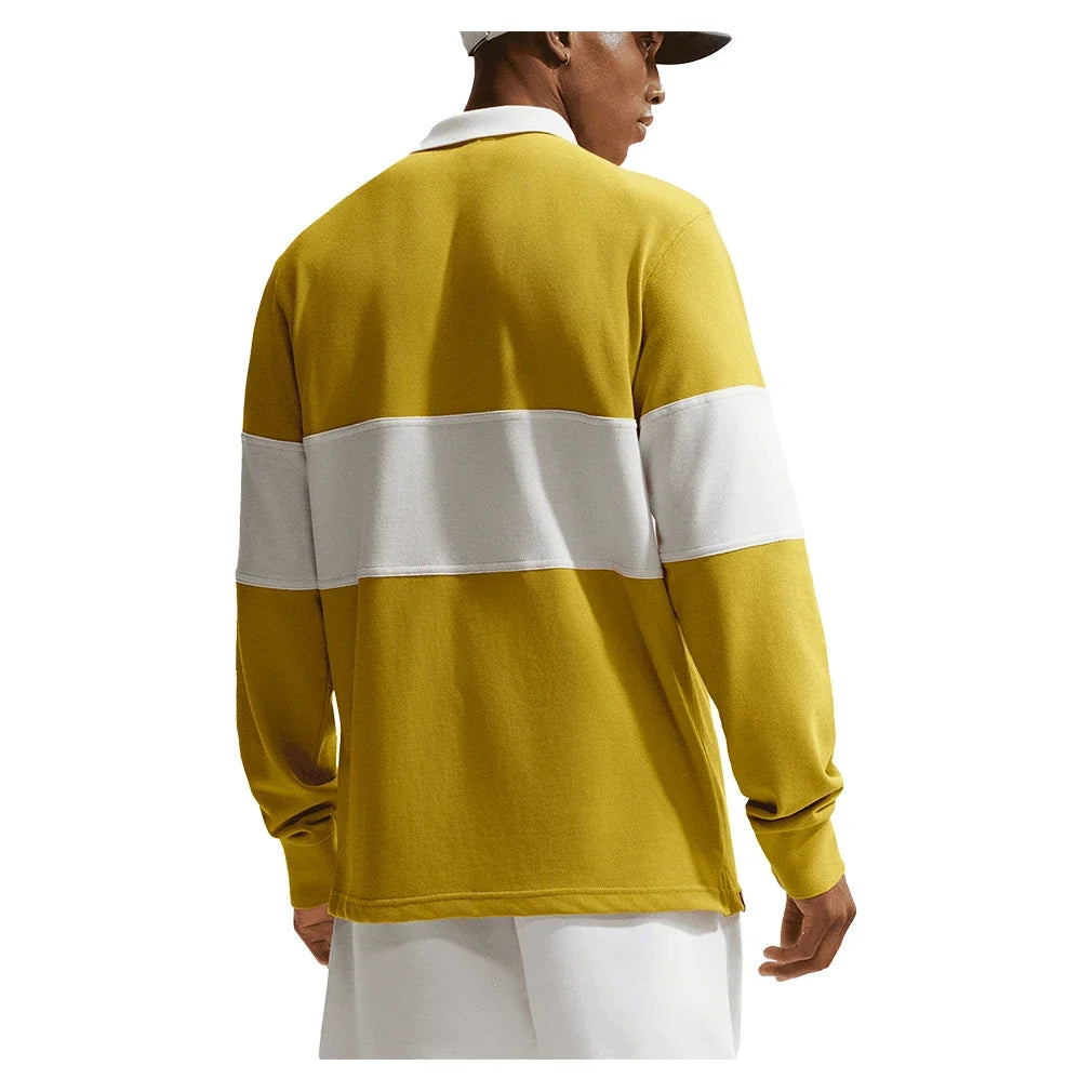Men's Court Heritage Long Sleeve Tennis Polo Saffron Quartz and Sail-Apparel-Nike-HQ1748-389-4-Tennis Express