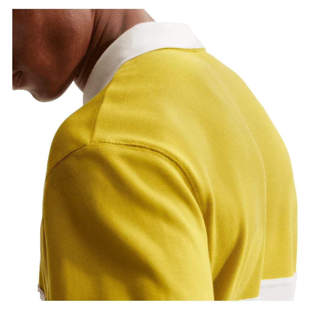 Men's Court Heritage Long Sleeve Tennis Polo Saffron Quartz and Sail-Apparel-Nike-HQ1748-389-7-Tennis Express