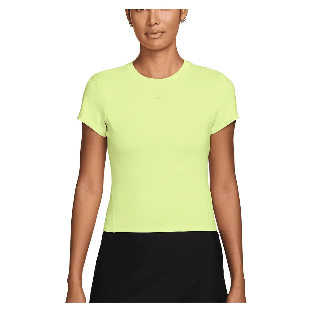 Women's Court Dri-FIT Advantage Short Sleeve Tennis Top Lt Lemon Twist and Black-Apparel-Nike-HQ2994-736_1-705123Tennis Express