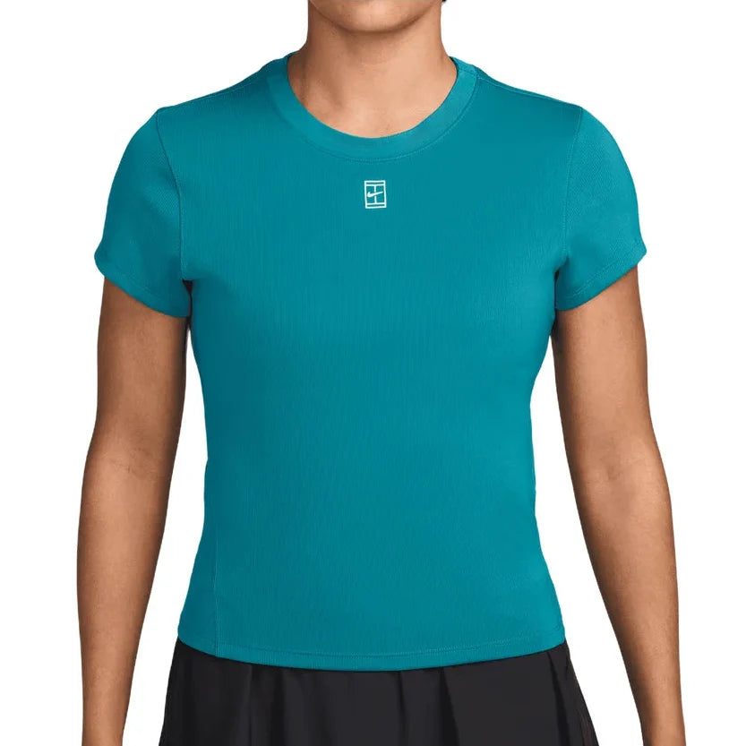 Women's Court Dri-FIT Advantage Short Sleeve Tennis Top, Nike, 372 Bright Spruce/White, Tennis Express, HQ2994-H26-372-BRIGHT-SPRUCE-WHITE-1