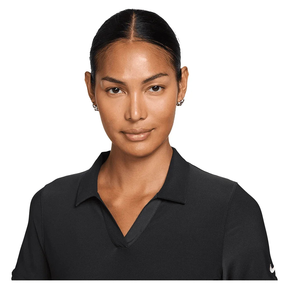 Women's Dri-FIT Victory Tennis Polo Dress Black and White-Apparel-Nike-IB0220-010S26-1-Tennis Express