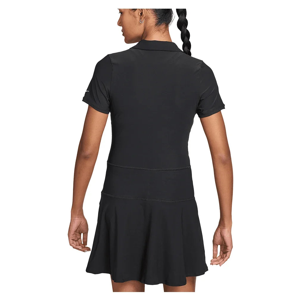 Women's Dri-FIT Victory Tennis Polo Dress Black and White-Apparel-Nike-IB0220-010_S26-4-Tennis Express