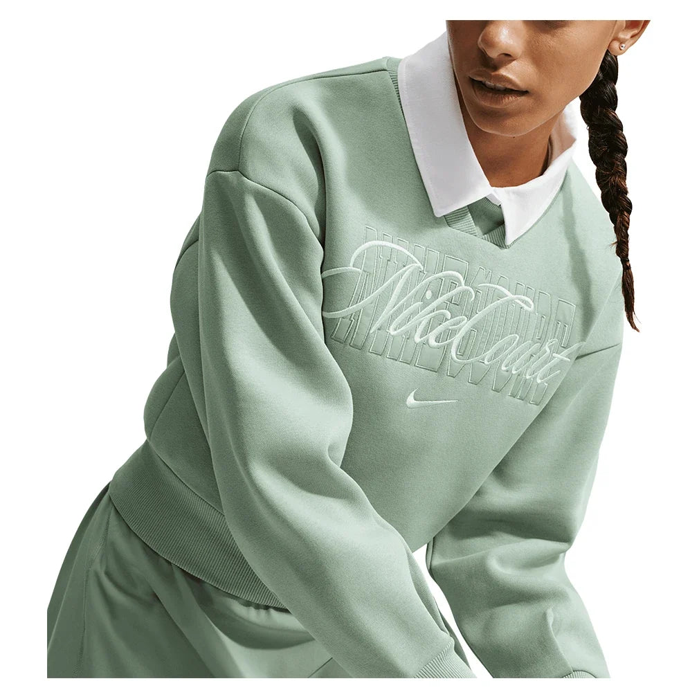 Women's Court Collection Fleece Tennis Crew Steam and Barely Green,Apparel,Nike,,,Tennis Express,IB0757-006_2