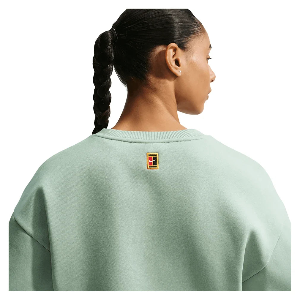Women's Court Collection Fleece Tennis Crew Steam and Barely Green,Apparel,Nike,,,Tennis Express,IB0757-006_3