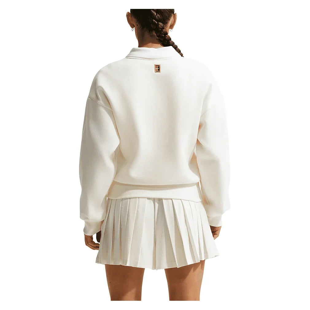 Women's Court Collection French Terry Tennis Crew Sail and Midnight Navy-Apparel-Nike-IB0757-133_2-Tennis Express