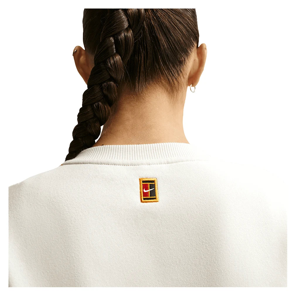 Women's Court Collection French Terry Tennis Crew Sail and Midnight Navy-Apparel-Nike-IB0757-133_4-Tennis Express