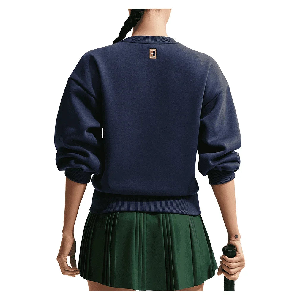 Women's Court Collection French Terry Tennis Crew Midnight Navy and Sail-Apparel-Nike-IB0757-410_4-Tennis Express