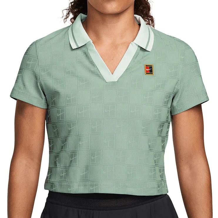 Women's Dri-FIT Court Collection Cropped Tennis Polo Steam and Barely Green,Apparel,Nike,Steam/Barely Green,XS,Tennis Express,IB0772-006