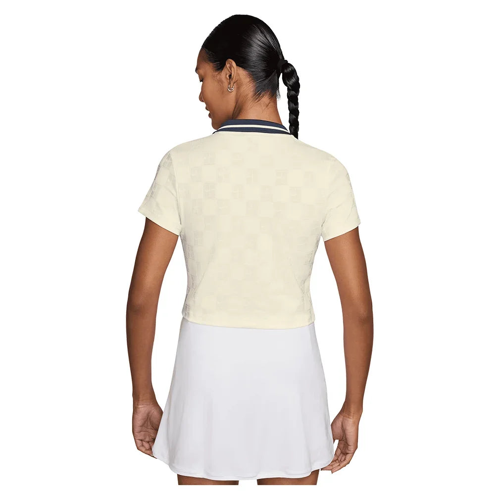 Women's Dri-FIT Court Collection Cropped Tennis Polo Sail and Midnight Navy-Apparel-Nike-IB0772-133_2-Tennis Express