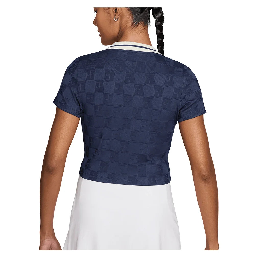 Women's Dri-FIT Court Collection Cropped Tennis Polo Midnight Navy and Sail-Apparel-Nike-IB0772-410S26-1-Tennis Express