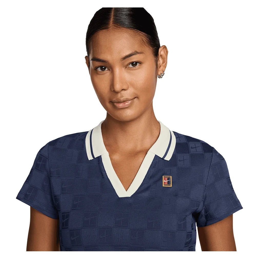 Women's Dri-FIT Court Collection Cropped Tennis Polo Midnight Navy and Sail-Apparel-Nike-IB0772-410S26-2-Tennis Express