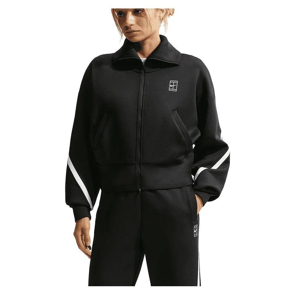 Women's Court Dri-FIT Advantage Full Zip Tennis Jacket Black and White-Apparel-Nike-IB0776-010-705092Tennis Express