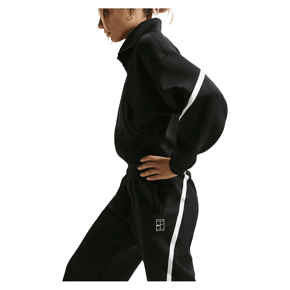 Women's Court Dri-FIT Advantage Mid Rise Tennis Pant Black and White-Apparel-Nike-IB0782-010_5-Tennis Express