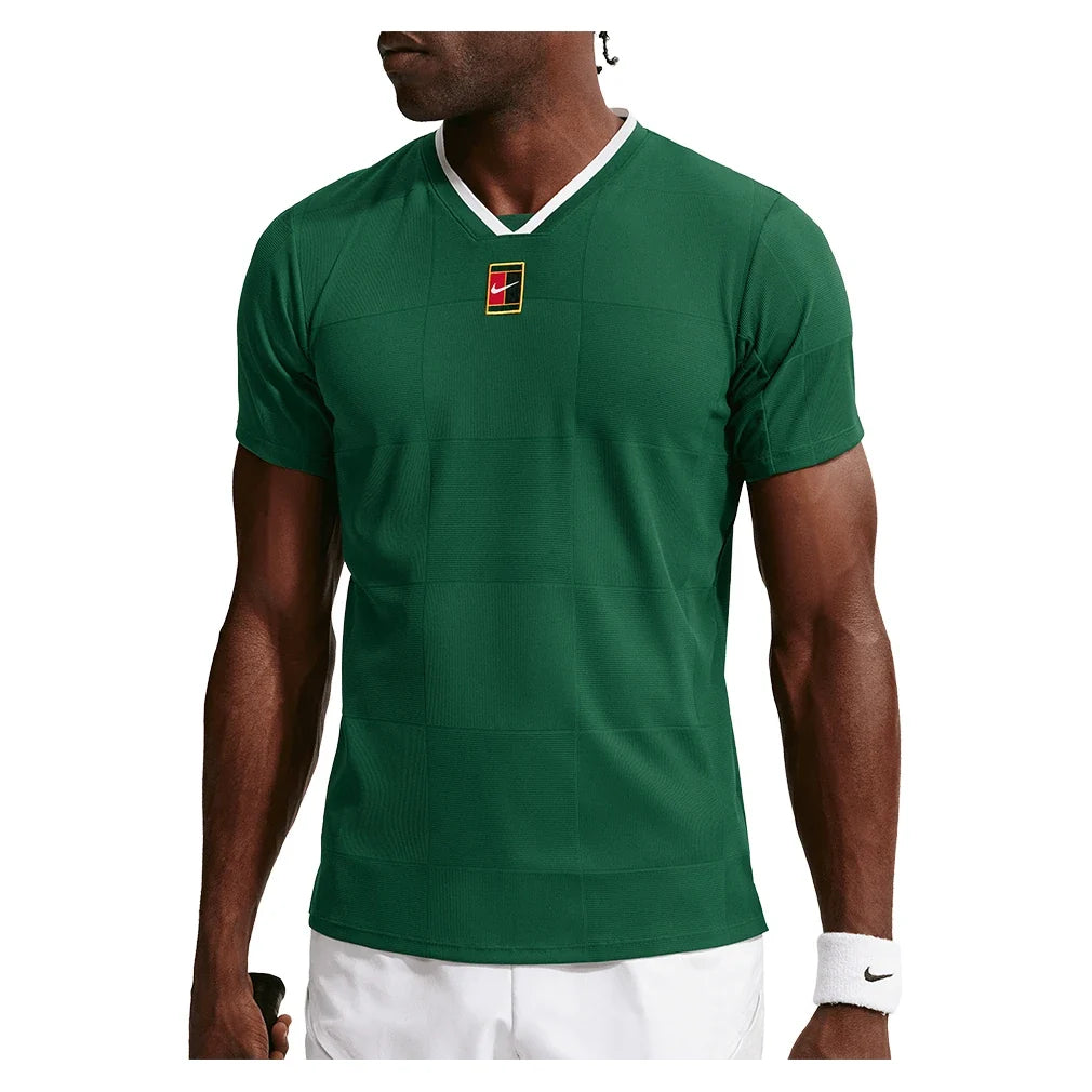Men's London Court Dri-FIT Slam Tennis Top,Apparel,Nike,341 Gorge Green/White,XS,Tennis Express,IB1012-341-4