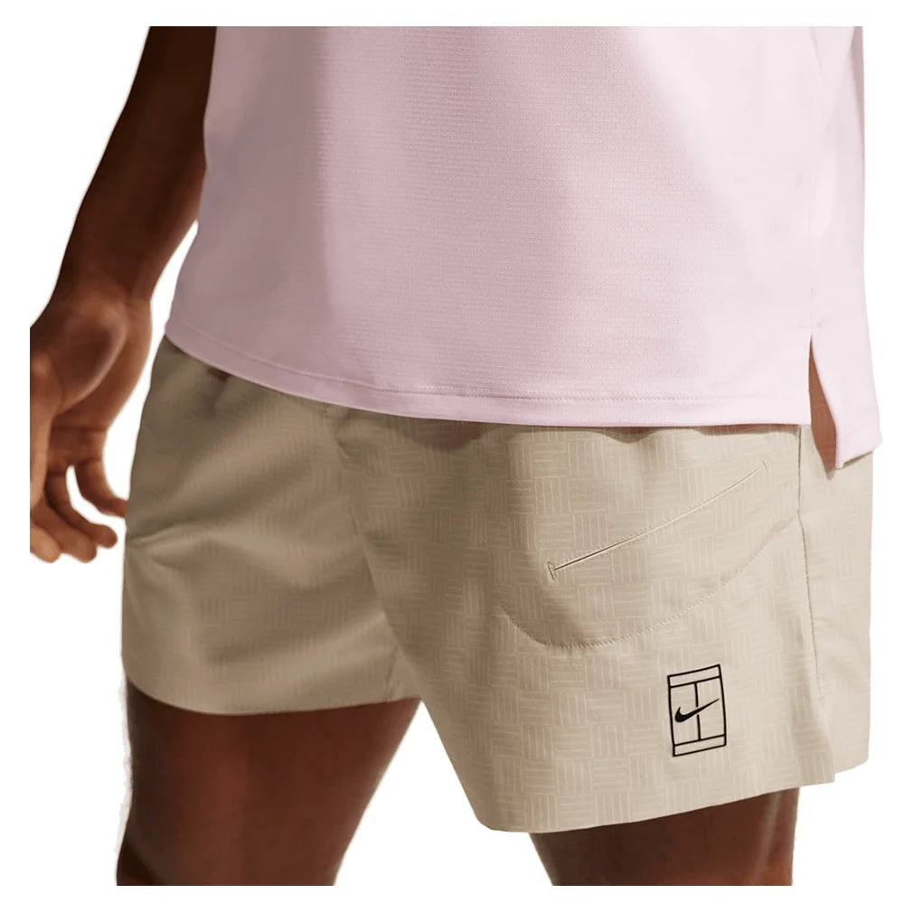 Men's Court Dri-FIT Advantage Print 6 Inch Tennis Short Desert Khaki and Black-Apparel-Nike-IB1071-253-6-Tennis Express