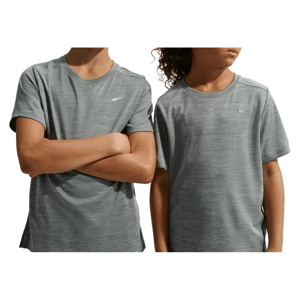 Boys' Dri-FIT Miler Short Sleeve Training Top Smoke Grey and Heather, Nike, Tennis Express, IF2425-084H26-7