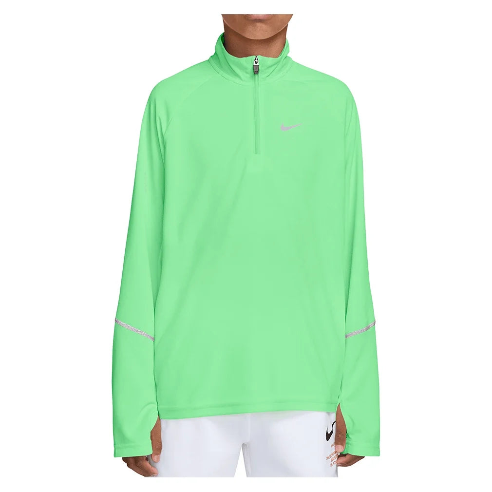 Boys' Dri-FIT Miler Half Zip Top,Apparel,Nike,336 Illusion Green/Reflective Silver,XS,Tennis Express,IF2426-336