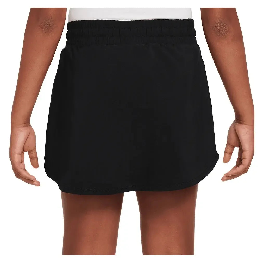 Girls' One Dri-FIT High-Waisted Skort Black and White-Apparel-Nike-IF3956-010-1-Tennis Express