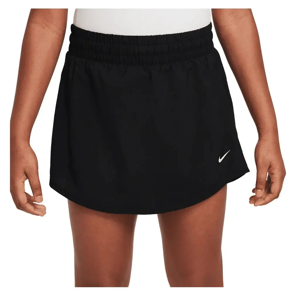 Girls' One Dri-FIT High-Waisted Skort Black and White-Apparel-Nike-IF3956-010-Tennis Express