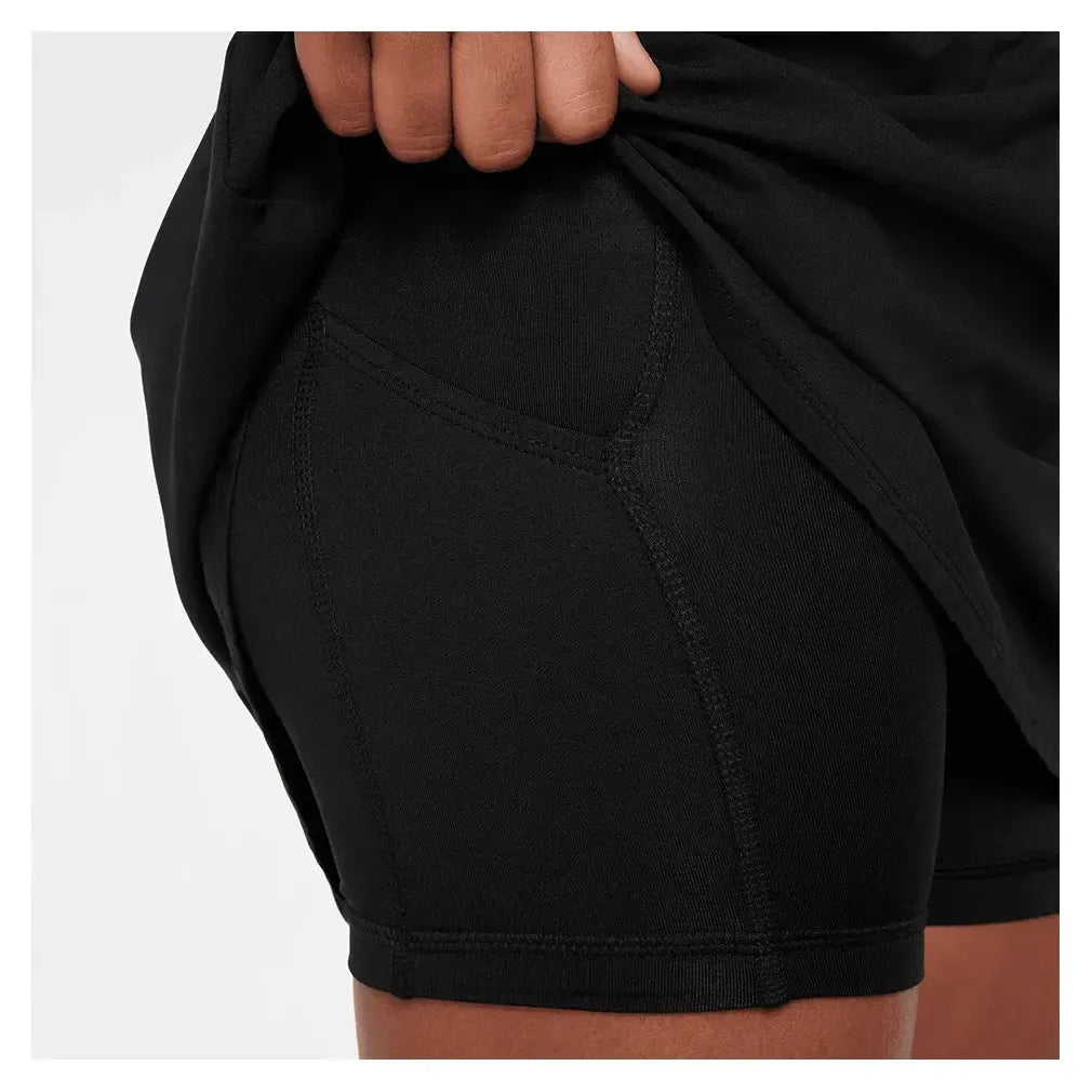 Girls' One Dri-FIT High-Waisted Skort Black and White-Apparel-Nike-IF3956-010_3-Tennis Express