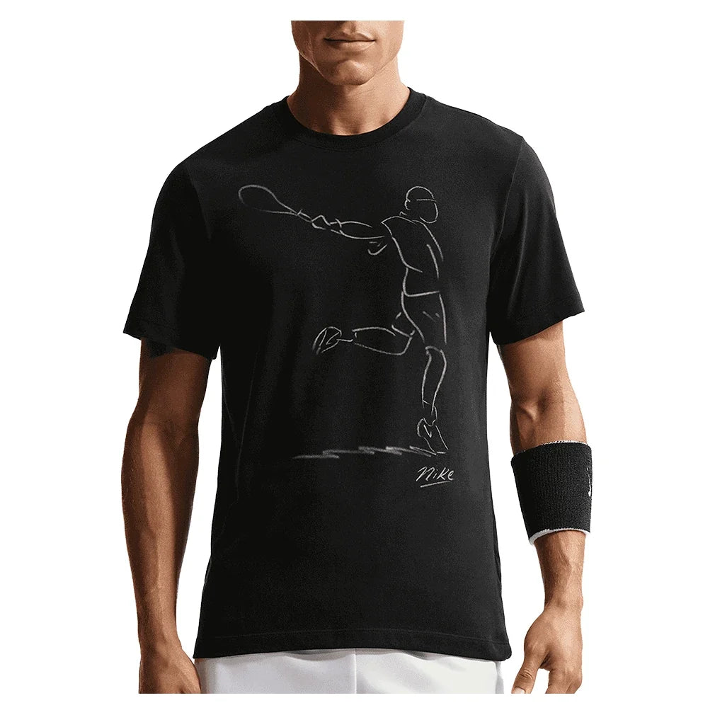 Men's Paris Court Dri-FIT Standard Tennis Tee,Apparel,Nike,010 Black,XS,Tennis Express,IH2104-010