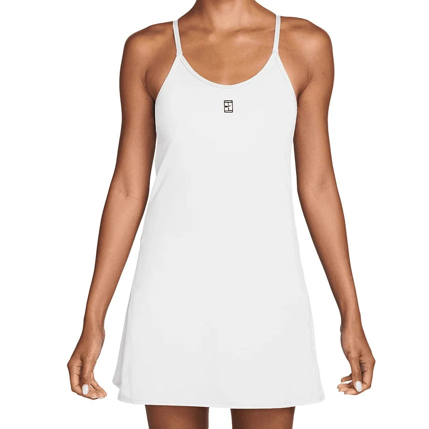 Women's Court Dri-FIT Advantage Strap Tennis Dress White and Black-Apparel-Nike-IH3739-100-Tennis Express