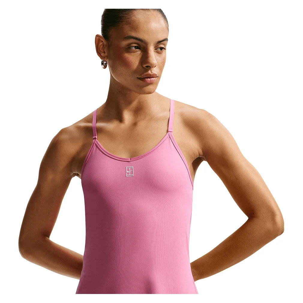 Women's Court Dri-FIT Advantage Strap Tennis Dress Peony and White,Apparel,Nike,,,Tennis Express,IH3739-641-1