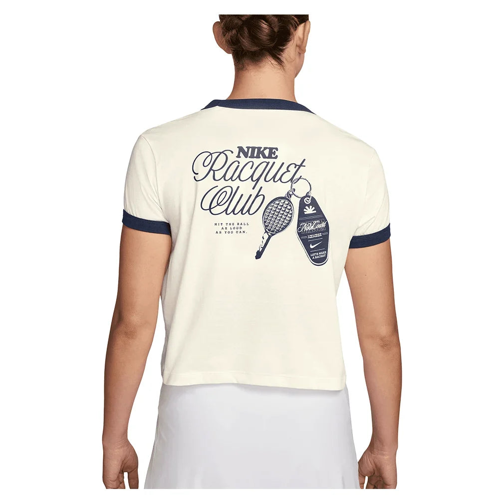 Women's Heritage Racquet Club Tennis T-Shirt Sail and Midnight Navy-Apparel-Nike-IH5059-133_2-Tennis Express