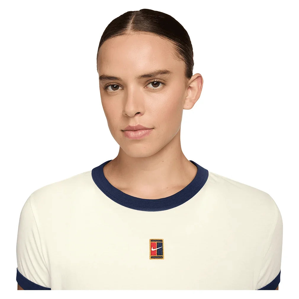 Women's Heritage Racquet Club Tennis T-Shirt Sail and Midnight Navy-Apparel-Nike-IH5059-133_3-Tennis Express